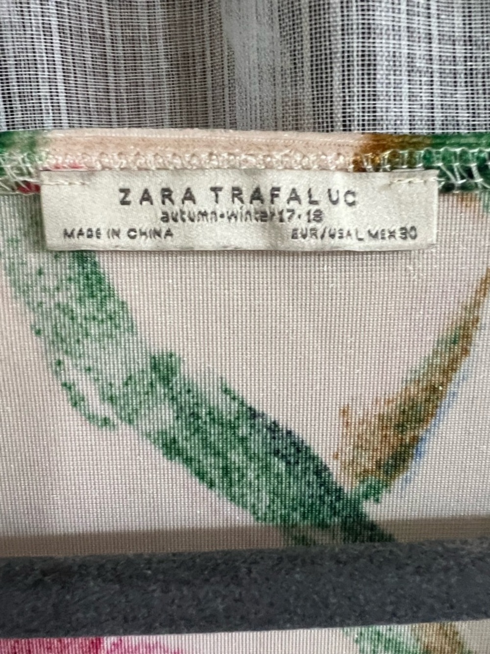 Zara Floral Wrap-Front Midi Dress in Cream with Red & Green velvet Print - Picture 4 of 4